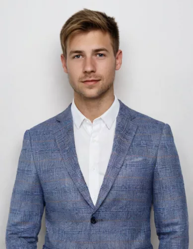 Kékesszürke kockás slim kevert szálas Zakó Ares Sportzakó 48