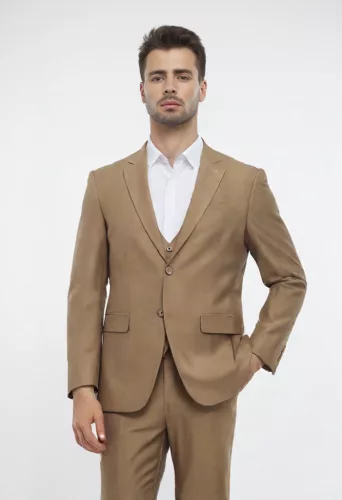 Világosbarna  slim kevert szálas Falco Milano Háromrészes Kevert szálas 46