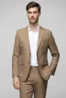 Világosbarna  slim kevert szálas Falco Milano Háromrészes Kevert szálas 48