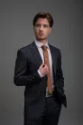 Ekrü apró karikás slim fit kevertszálas Newsmen Sztreccses L