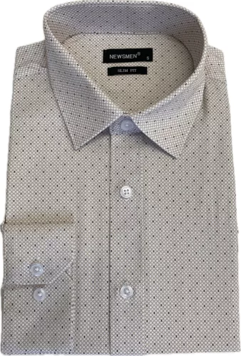 Ekrü apró karikás slim fit kevertszálas Newsmen Sztreccses L