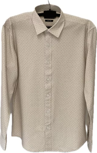 Ekrü apró karikás slim fit kevertszálas Newsmen Sztreccses L