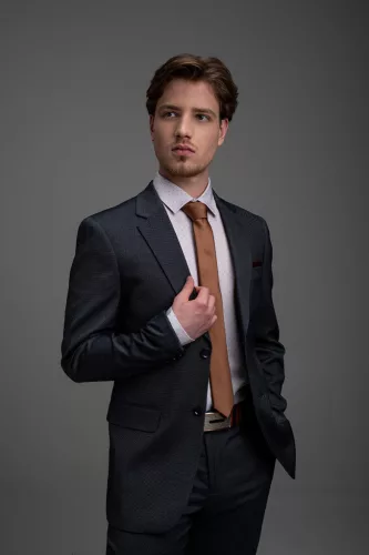 Ekrü apró karikás slim fit kevertszálas Newsmen Sztreccses XL