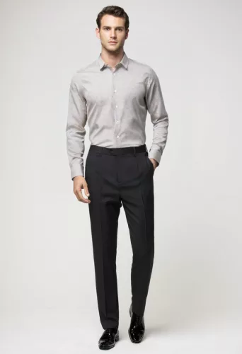 Ekrü apró karikás slim fit kevertszálas Newsmen Sztreccses 2XL