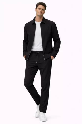 Fekete  slim kevert szálas Dejan Prémium casual szett  Sztreccses 46