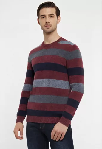 Vörös csíkos slim  Pulóver Pulóver 2XL
