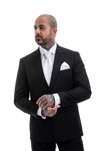 Fekete  slim kevert szálas Öltönyök Ares Kétrészes Kevert szálas 58