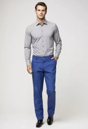Kék kockás slim kevert szálas Bykers Chino nadrág 44