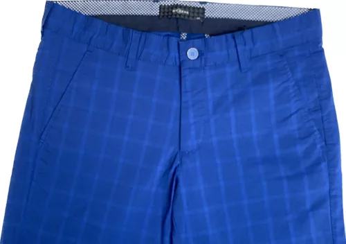 Kék kockás slim kevert szálas Bykers Chino nadrág 44