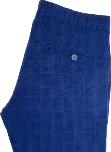 Kék kockás slim kevert szálas Bykers Chino nadrág 44