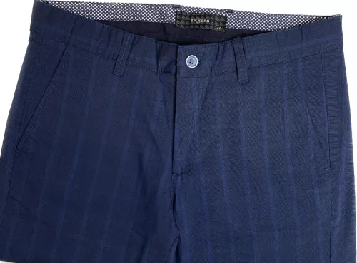 Sötétkék kockás slim kevert szálas Bykers Chino nadrág 48