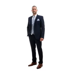   Sötétkék pöttyös slim kevert szálas Zakó Dejan Kevert szálas