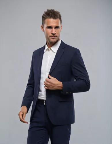 Sötétkék  slim kevert szálas Marco Renzo Kevert szálas