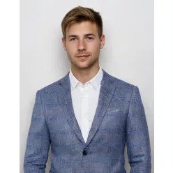   Kékesszürke kockás slim kevert szálas Zakó Ares Sportzakó