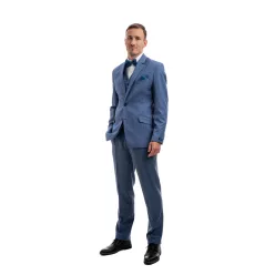   Világoskék kockás slim kevertszálas Dejan Kétrészes Kevert szálas