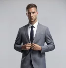 Szürke csíkos slim kevert szálas Zakó Marco Renzo Sztreccses