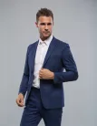 Sötétkék kockás slim kevert szálas Zakó Ares  Kevert szálas