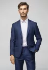 Sötétkék kockás slim kevert szálas Zakó Ares  Kevert szálas