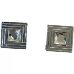   Világosszürke bordázott köves  fém Mandzsetta gomb Mandzsetta