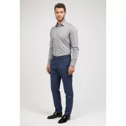 Sötétkék kockás slim kevert szálas Bykers Chino nadrág